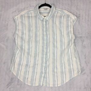 Lucky Brand Sleeveless Striped Top XL Button Up Lightweight Summer